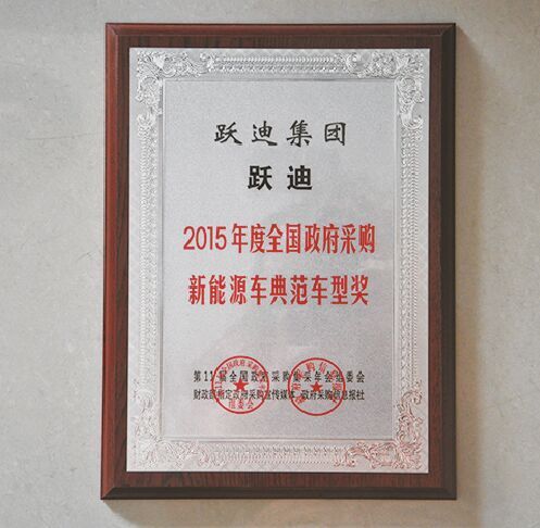 2015年度全国政府采购新能源汽车典范车型奖